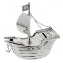Silver Plated Pirate Ship Money Box